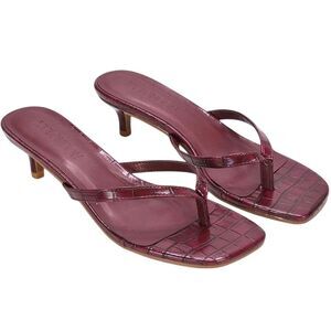XY London Womens/Ladies Jane Toe Post Low Kitten Heel Mule Sandals / Burgundy